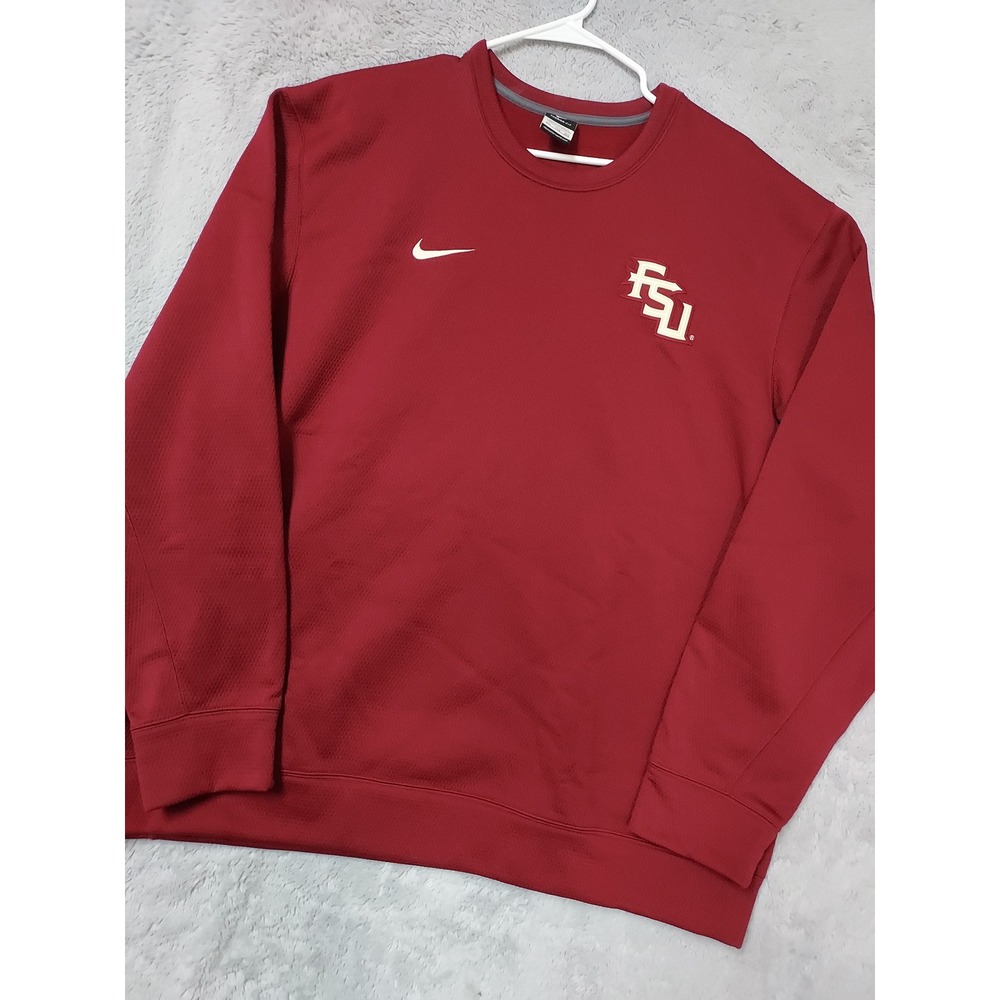 Florida State UniversitySweatshirt Mens XXL Niked NCAA Therma Fit Maroon FSU ECU